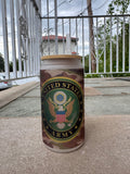 Frosted glass cup with lid and straw, US Army, Proud to Serve - Sweet Vision LLC