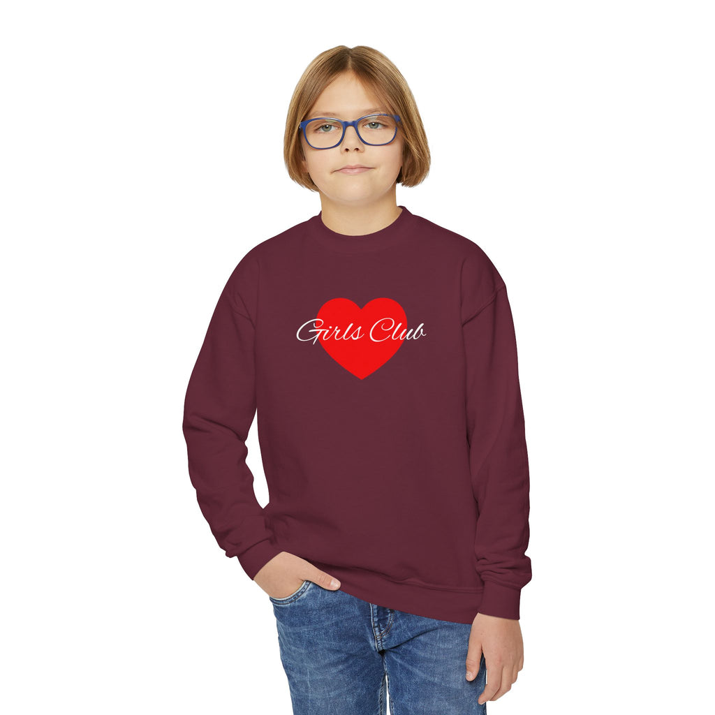 Kids Heart Design Sweatshirt- Cozy Crewneck for Everyday Wear, Girls Club