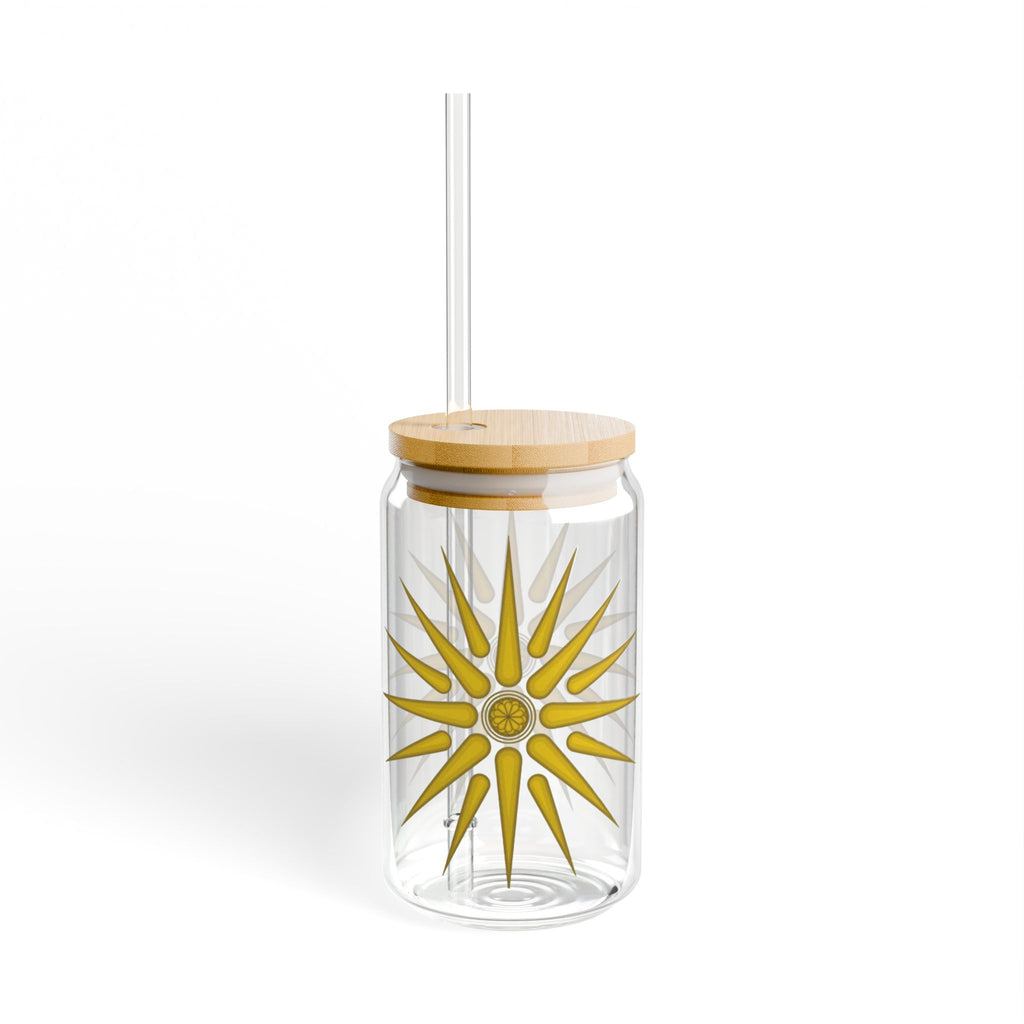 Sipper Glass, 16oz, Macedonian star, Greek star, Vergina star - Sweet Vision LLC