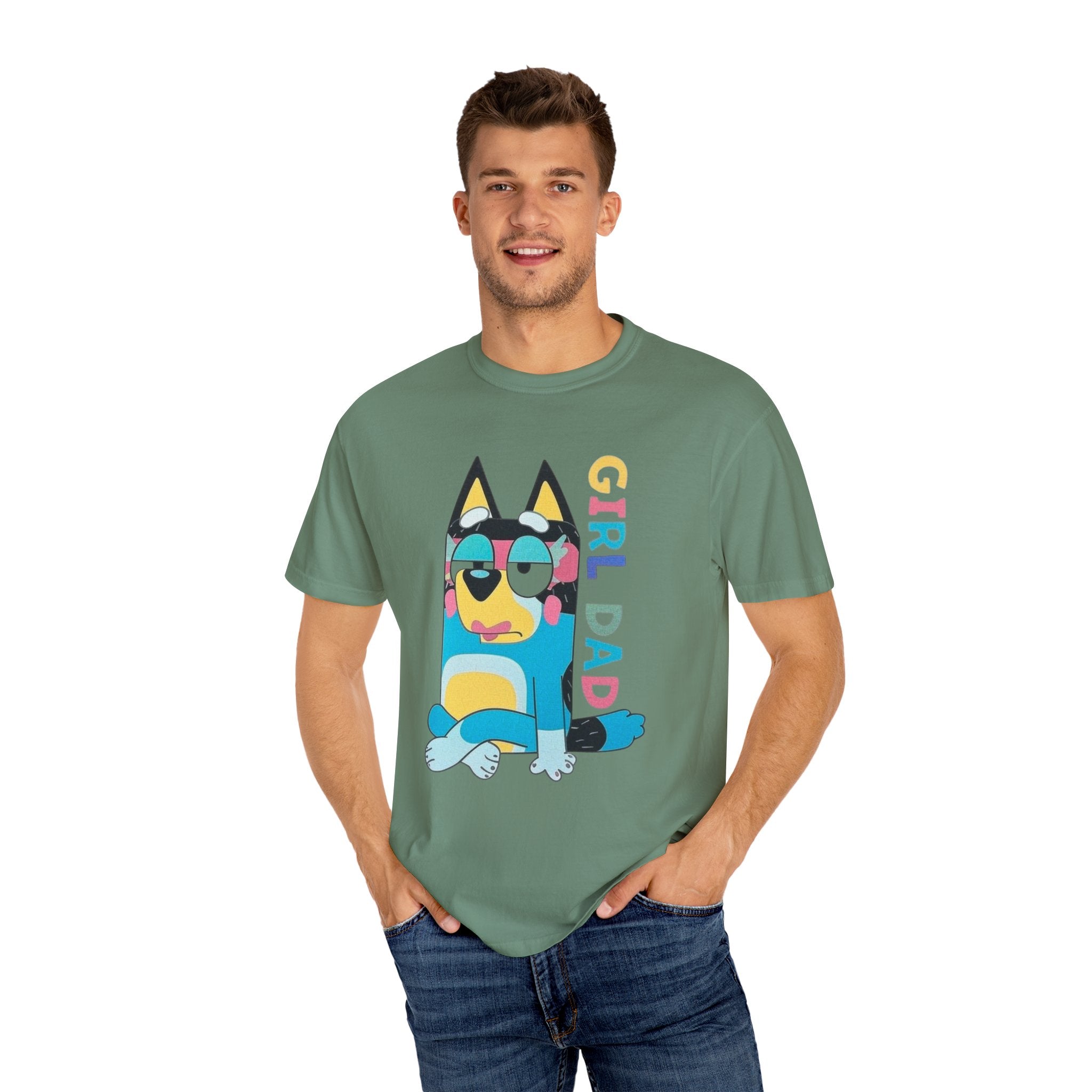 Colorful Girl Dad T-Shirt, Fun Dad Shirt, Unisex Tee for Dads, Cartoon Graphic Tee, Gift for Father's Day, Casual Wear - Sweet Vision LLC