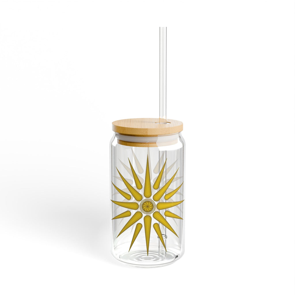 Sipper Glass, 16oz, Macedonian star, Greek star, Vergina star - Sweet Vision LLC
