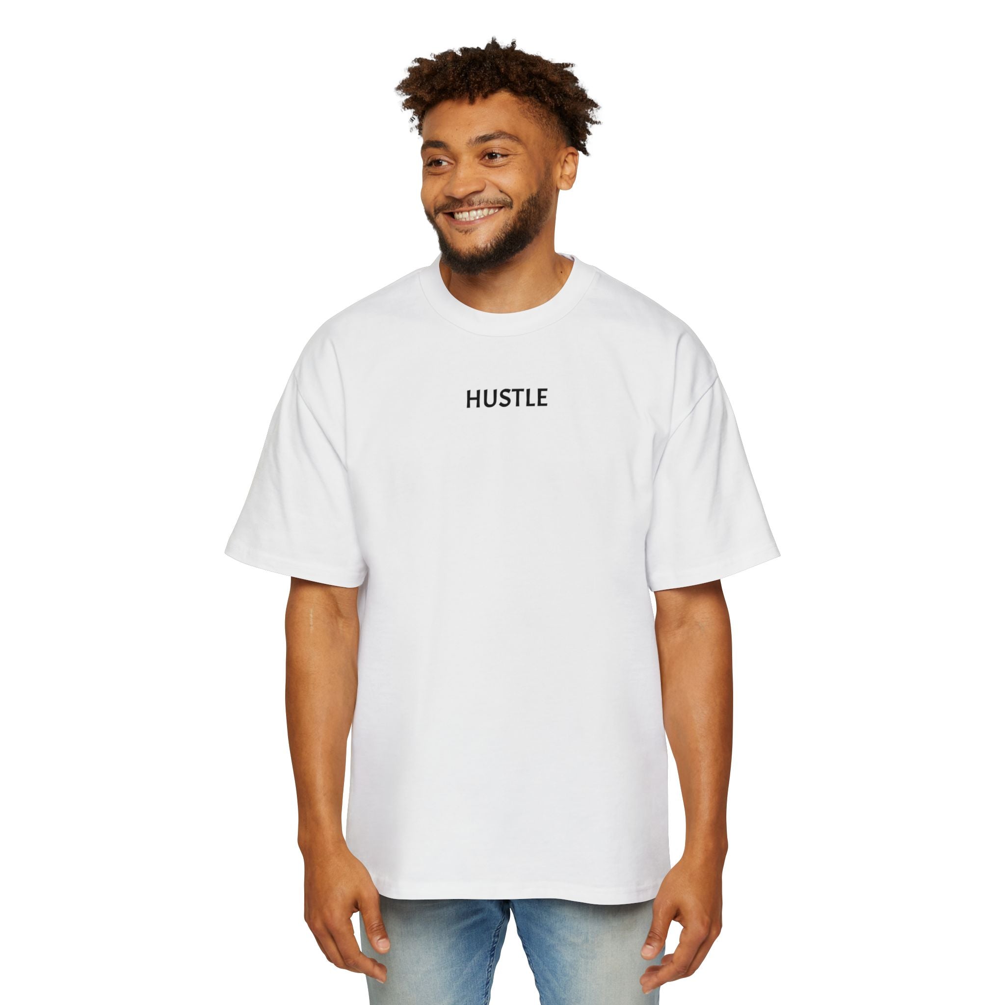 Men's Heavy Oversized Tee - Hustle Graphic T-Shirt for Comfort and Style - Sweet Vision LLC