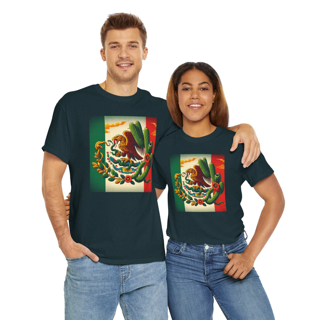 Unisex Heavy Cotton Tee, Mexico Flag - Sweet Vision LLC