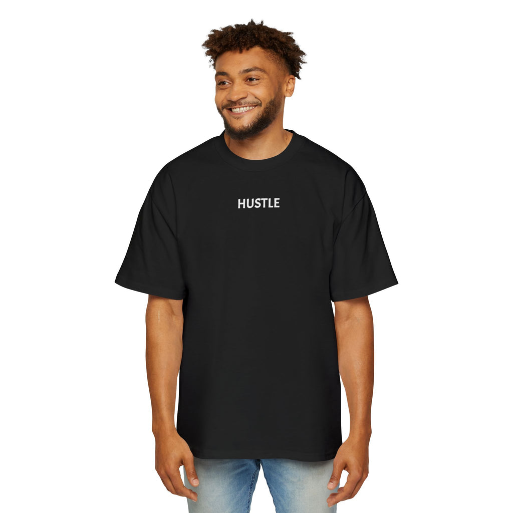 Men's Heavy Oversized Tee - Hustle Graphic T-Shirt for Comfort and Style