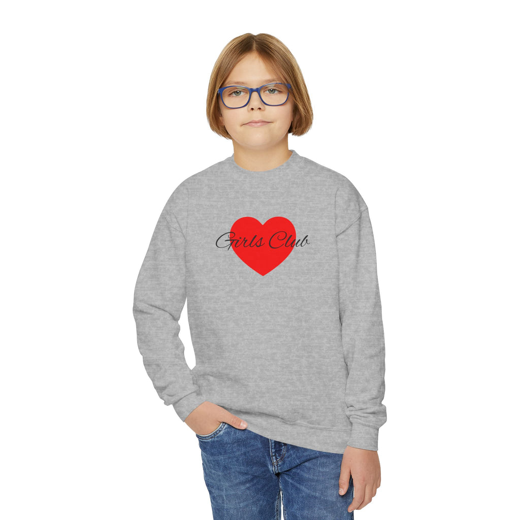 Kids Heart Design Sweatshirt- Cozy Crewneck for Everyday Wear, Girls Club