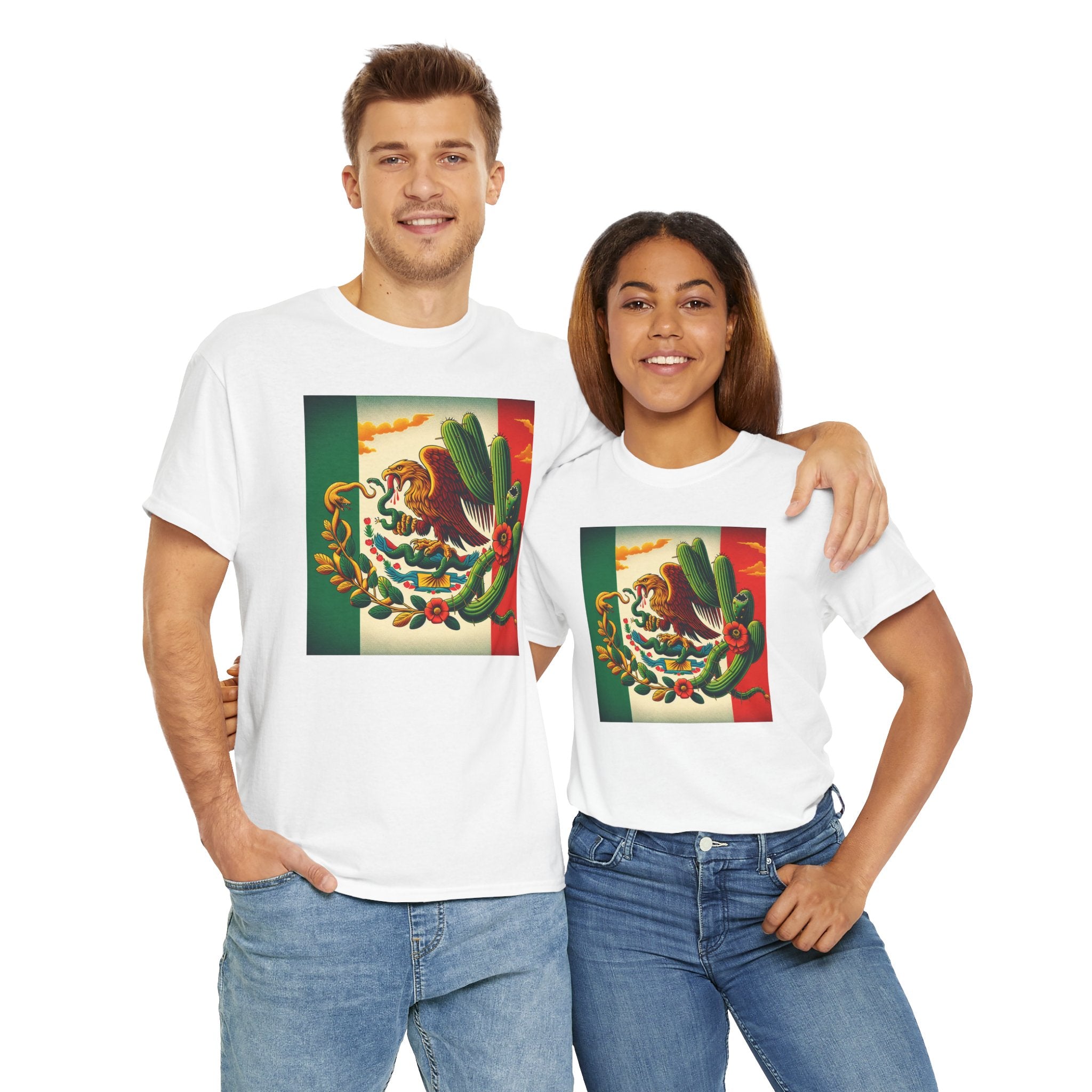 Unisex Heavy Cotton Tee, Mexico Flag - Sweet Vision LLC