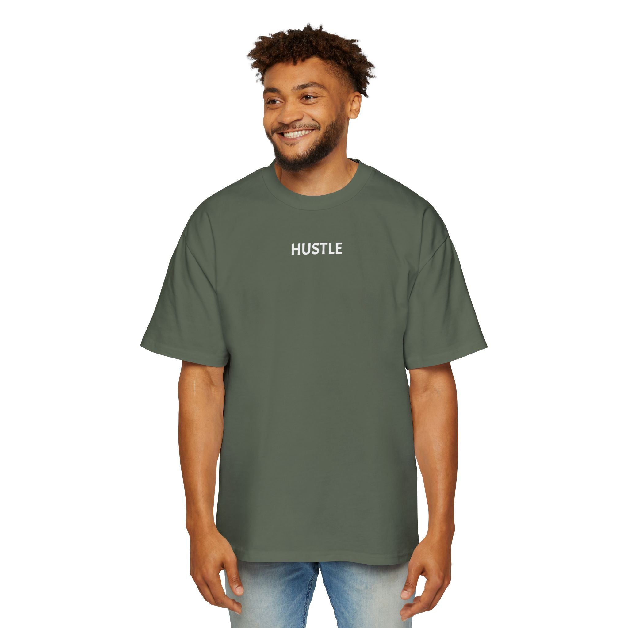 Men's Heavy Oversized Tee - Hustle Graphic T-Shirt for Comfort and Style - Sweet Vision LLC