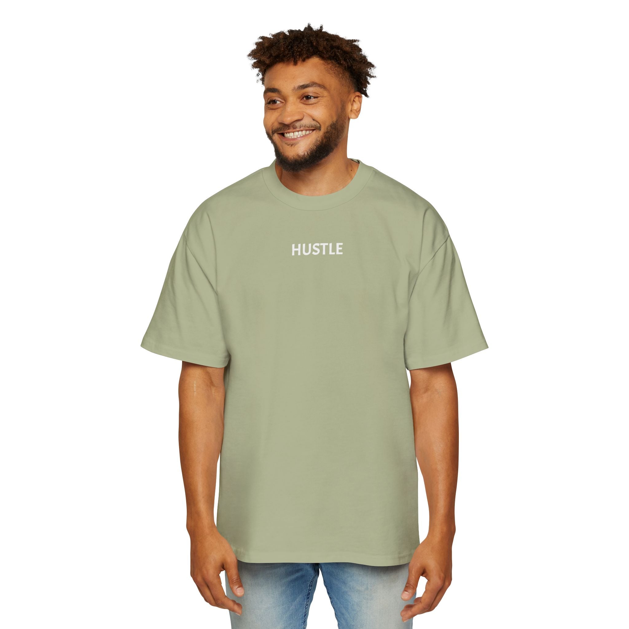 Men's Heavy Oversized Tee - Hustle Graphic T-Shirt for Comfort and Style - Sweet Vision LLC
