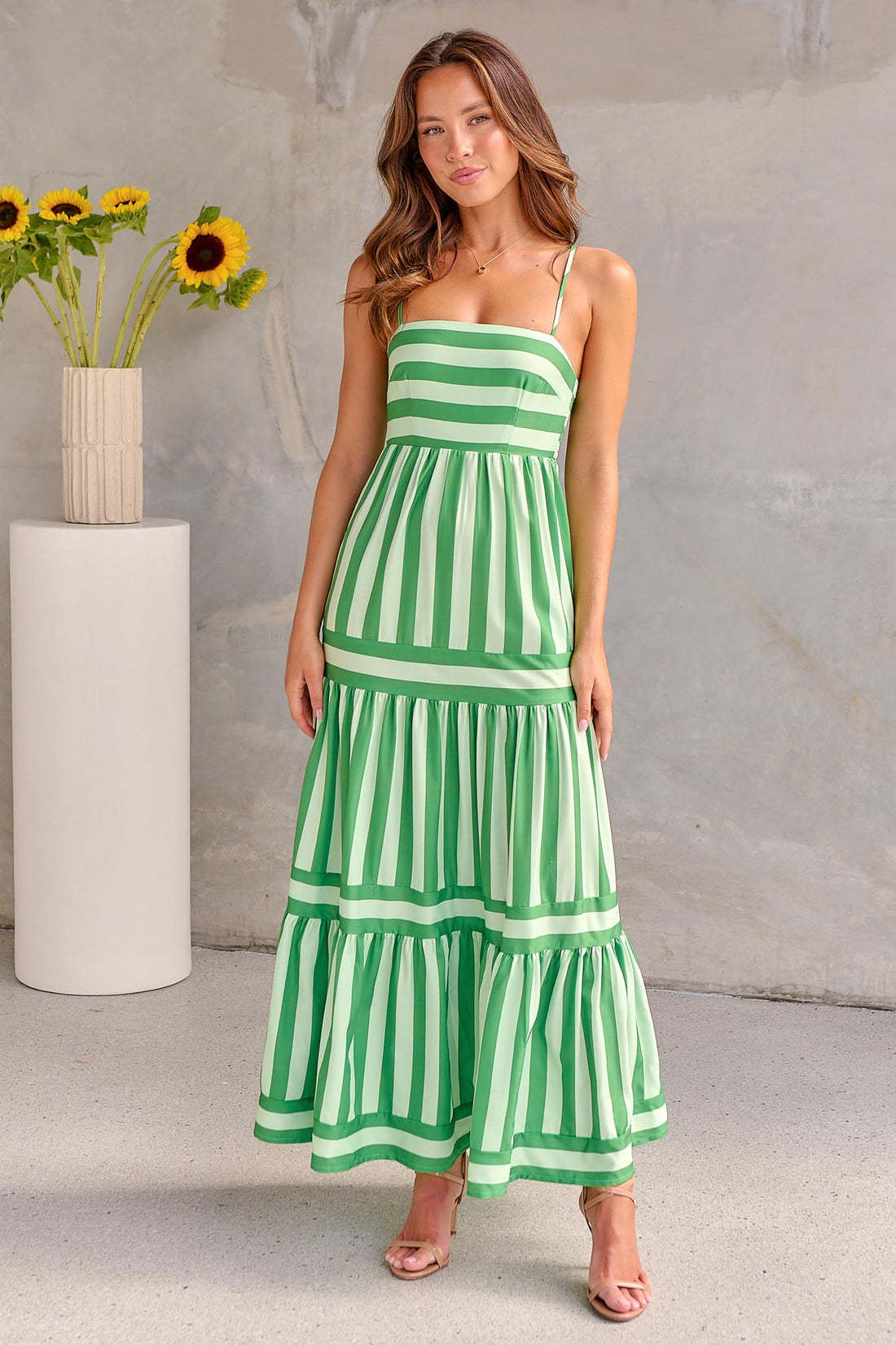 Summer Striped Printed Suspender Long Dress With Pockets Fashion Square Neck Backless Dresses For Beach Vacation Women Clothing - Sweet Vision LLC