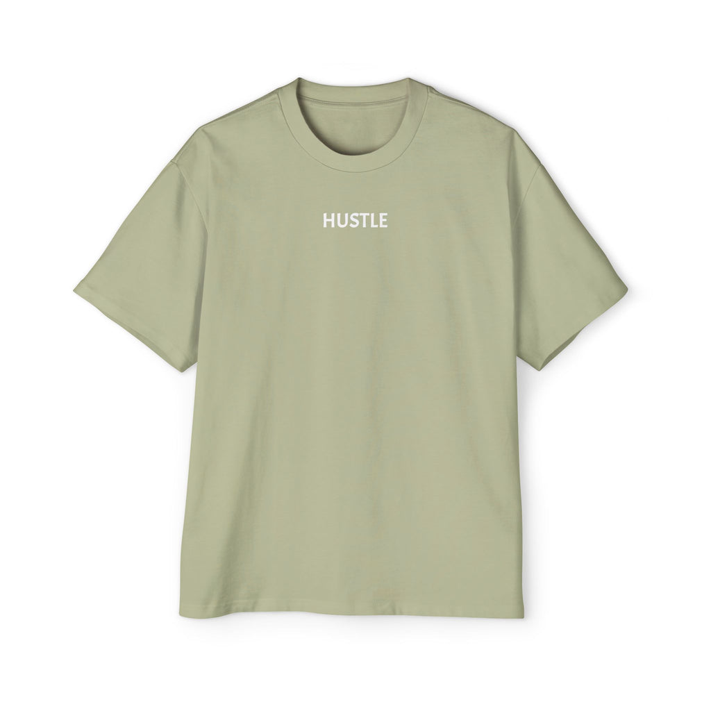 Men's Heavy Oversized Tee - Hustle Graphic T-Shirt for Comfort and Style