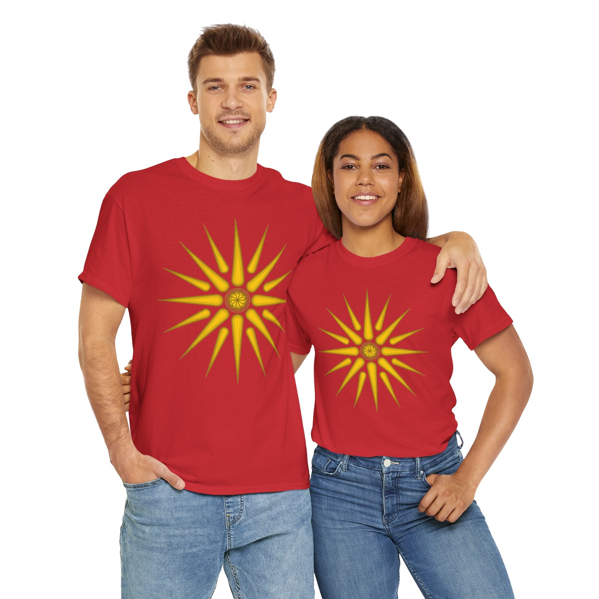Unisex Heavy Cotton Tee, Macedonian star, Vergina star - Sweet Vision LLC