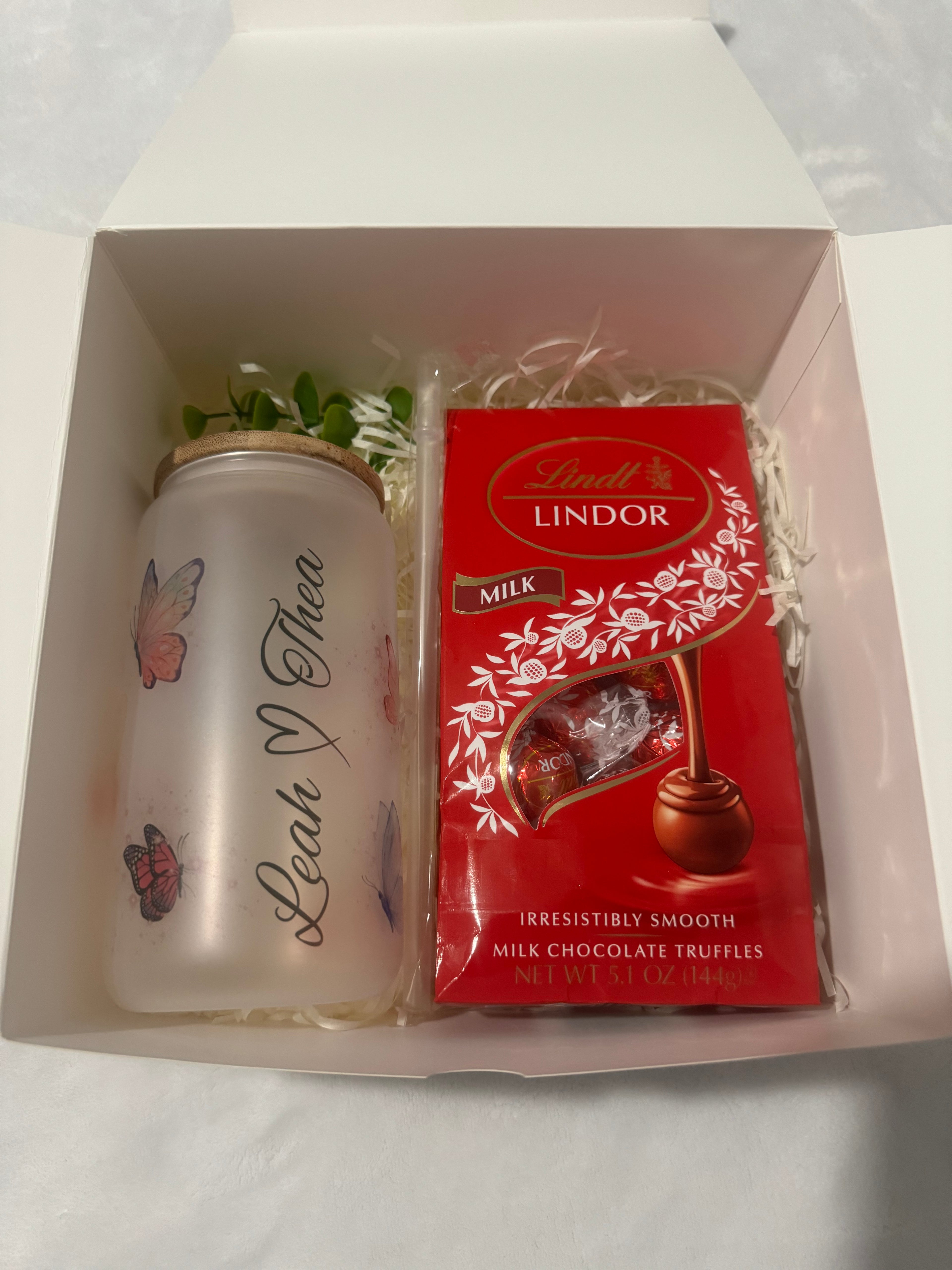 Custom name Gift box, sublimation frosted glass cup 16oz, Iced coffee is my love language. Just for you - Sweet Vision LLC