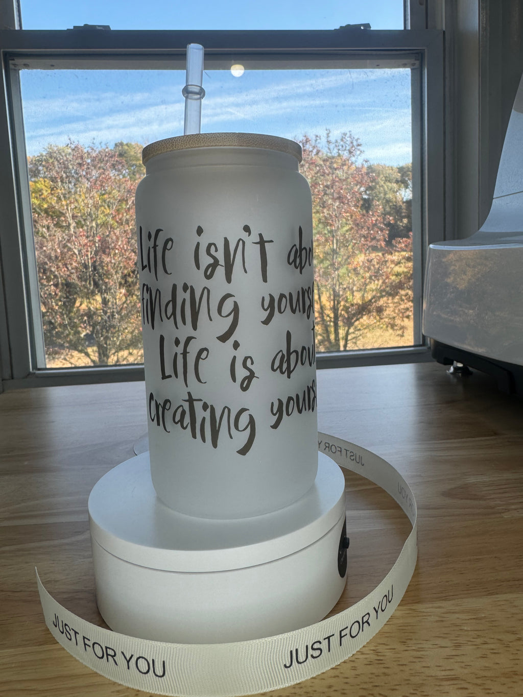 Frosted glass cup with lid and straw 16oz, Iced Coffee, Scorpio zodiac sign, Coffee lover, Glass Tumbler, Birthday gift - Sweet Vision LLC