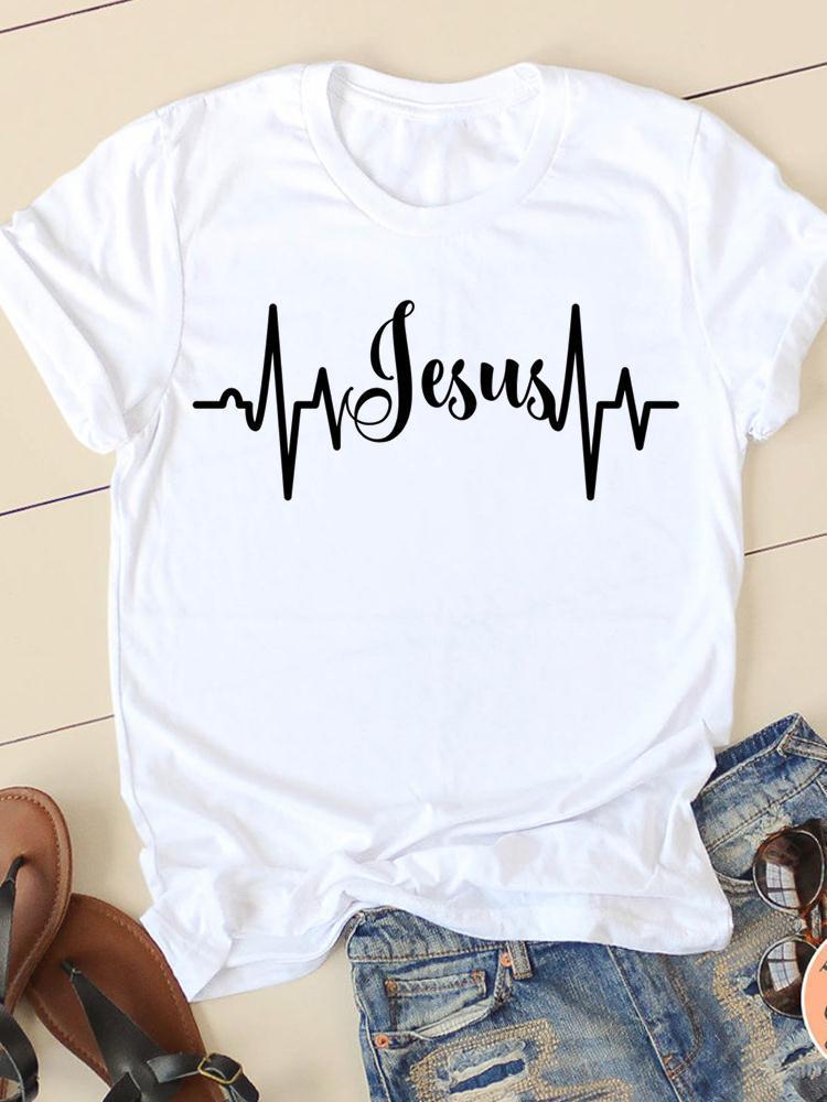 Women's Round Neck Printed Top T-shirt With Short Sleeves - Sweet Vision LLC