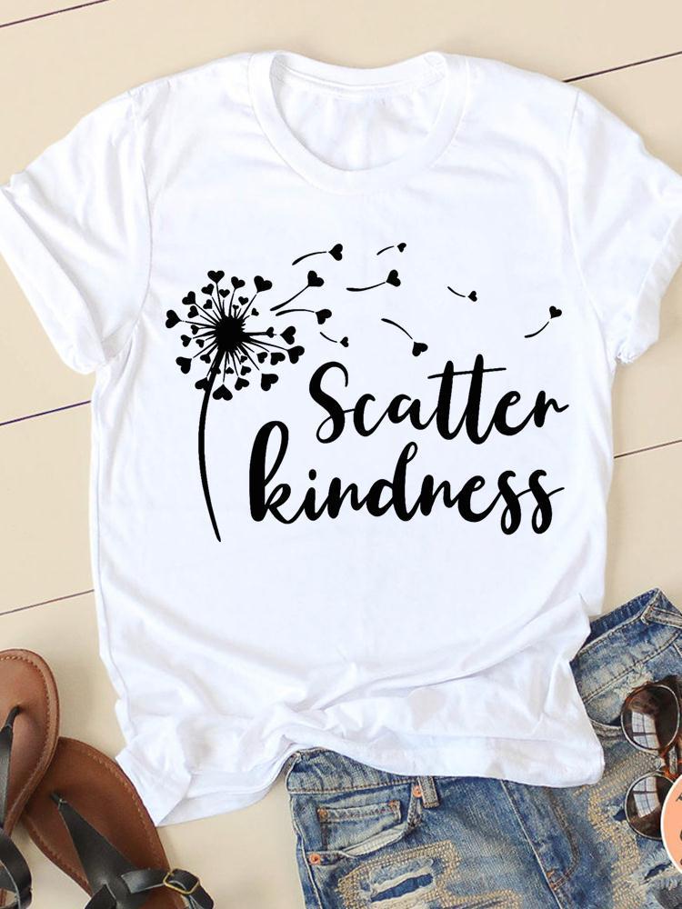 Women's Round Neck Printed Top T-shirt With Short Sleeves - Sweet Vision LLC