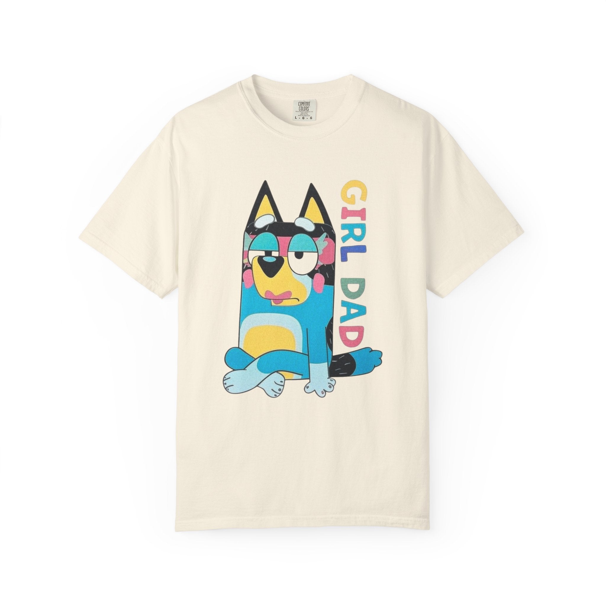 Colorful Girl Dad T-Shirt, Fun Dad Shirt, Unisex Tee for Dads, Cartoon Graphic Tee, Gift for Father's Day, Casual Wear - Sweet Vision LLC