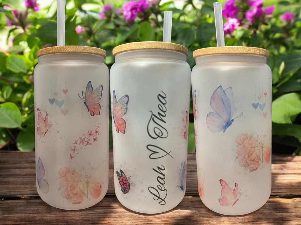 Custom name Gift box, sublimation frosted glass cup 16oz, Iced coffee is my love language. Just for you - Sweet Vision LLC