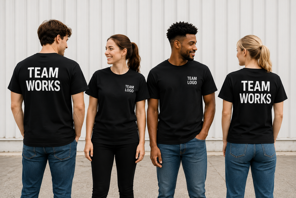 Custom T-Shirts – Bulk Orders Only Front 4x4, Back 11'- Gildan Heavy Cotton 5000