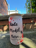 Frosted glass cup with lid and straw, Mom Life - Sweet Vision LLC