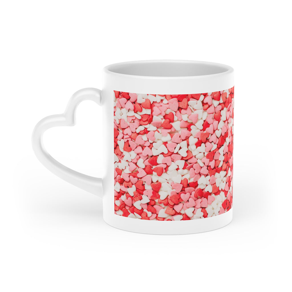 Heart-Shaped Mug, mug with lid and spoon, heart handle Sublimation mug - Sweet Vision LLC