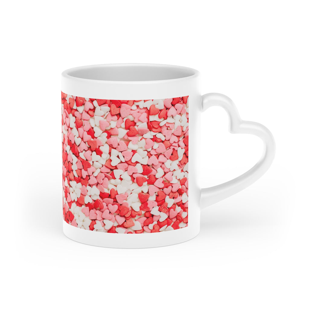 Heart-Shaped Mug, mug with lid and spoon, heart handle Sublimation mug - Sweet Vision LLC
