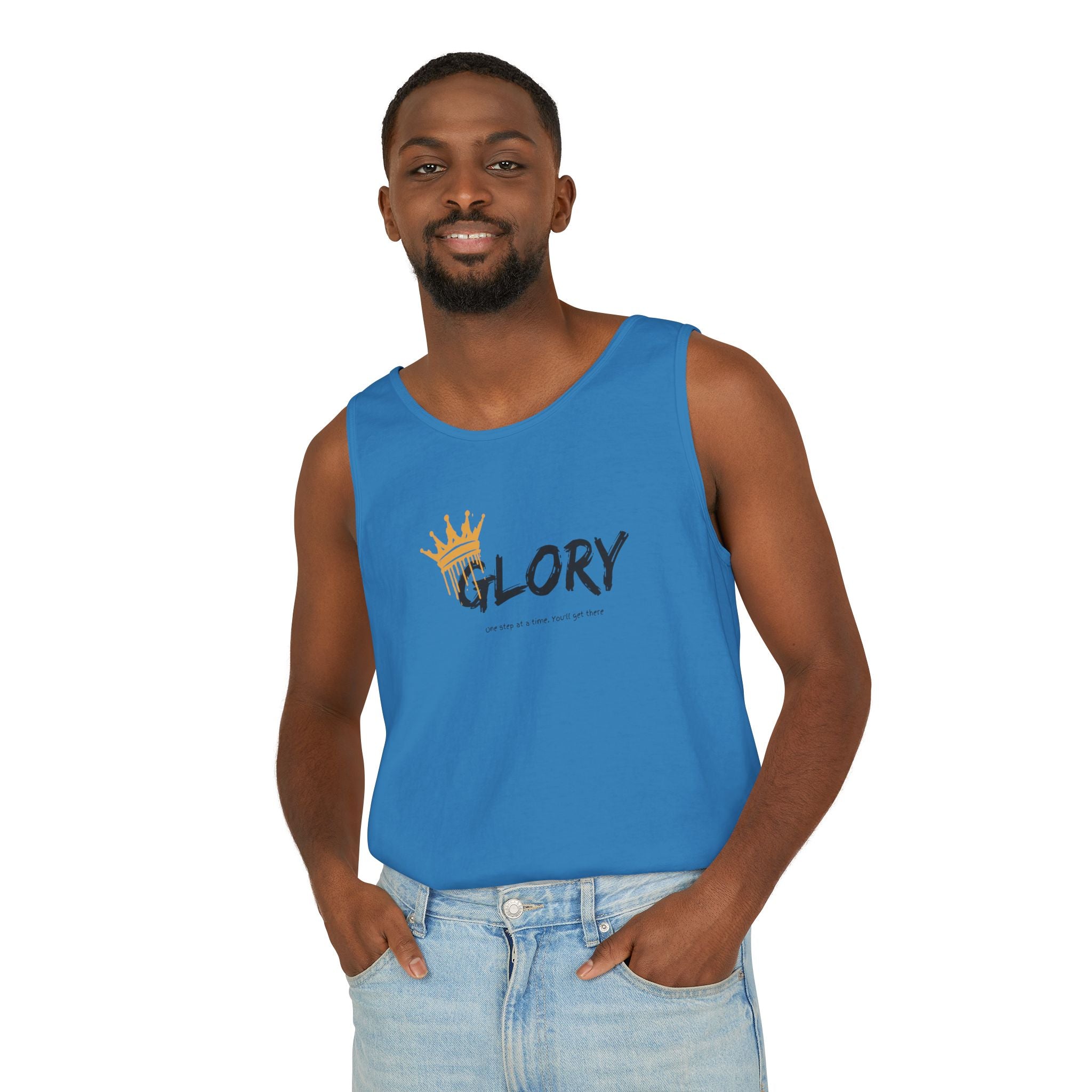 Glory Tank Top, Unisex Tank Top, Casual Summer Wear, Confidence Booster, Vacation Essential, Gift for Sports Lovers - Sweet Vision LLC