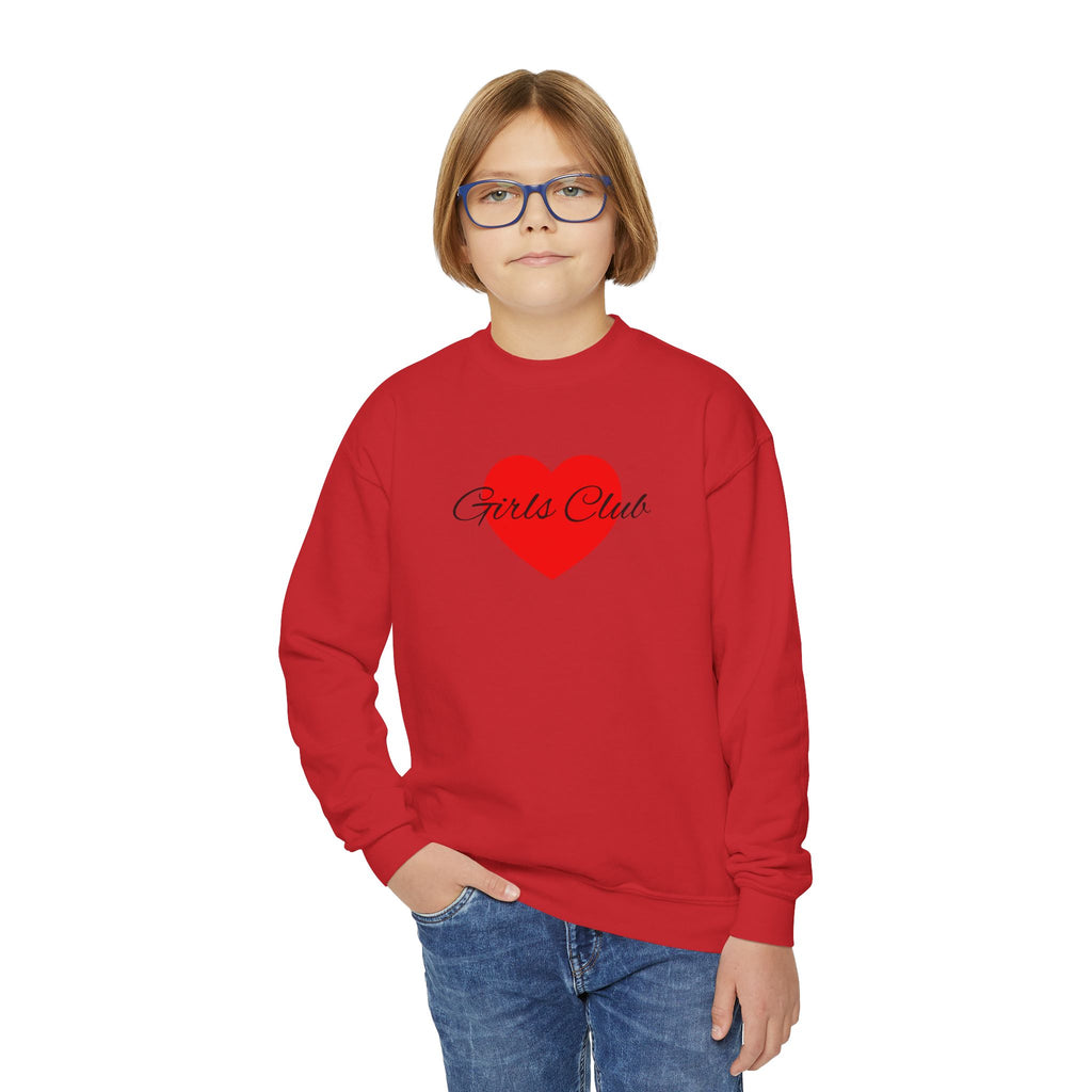 Kids Heart Design Sweatshirt- Cozy Crewneck for Everyday Wear, Girls Club