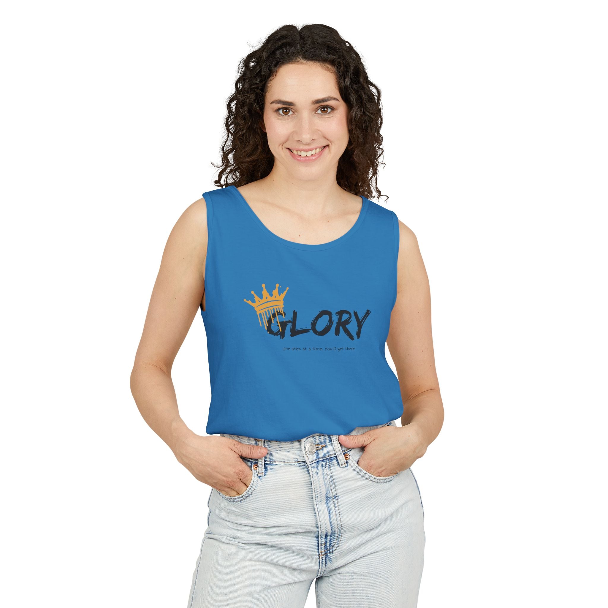 Glory Tank Top, Unisex Tank Top, Casual Summer Wear, Confidence Booster, Vacation Essential, Gift for Sports Lovers - Sweet Vision LLC