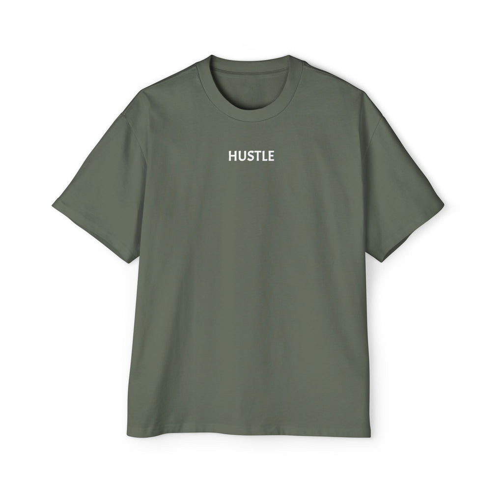 Men's Heavy Oversized Tee - Hustle Graphic T-Shirt for Comfort and Style