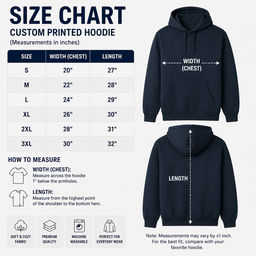 Custom Printed Hoodie – Left Chest & Back Logo