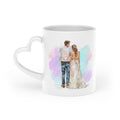 Couples Wedding mug, Sublimation mug with lid and spoon, heart handle - Sweet Vision LLC