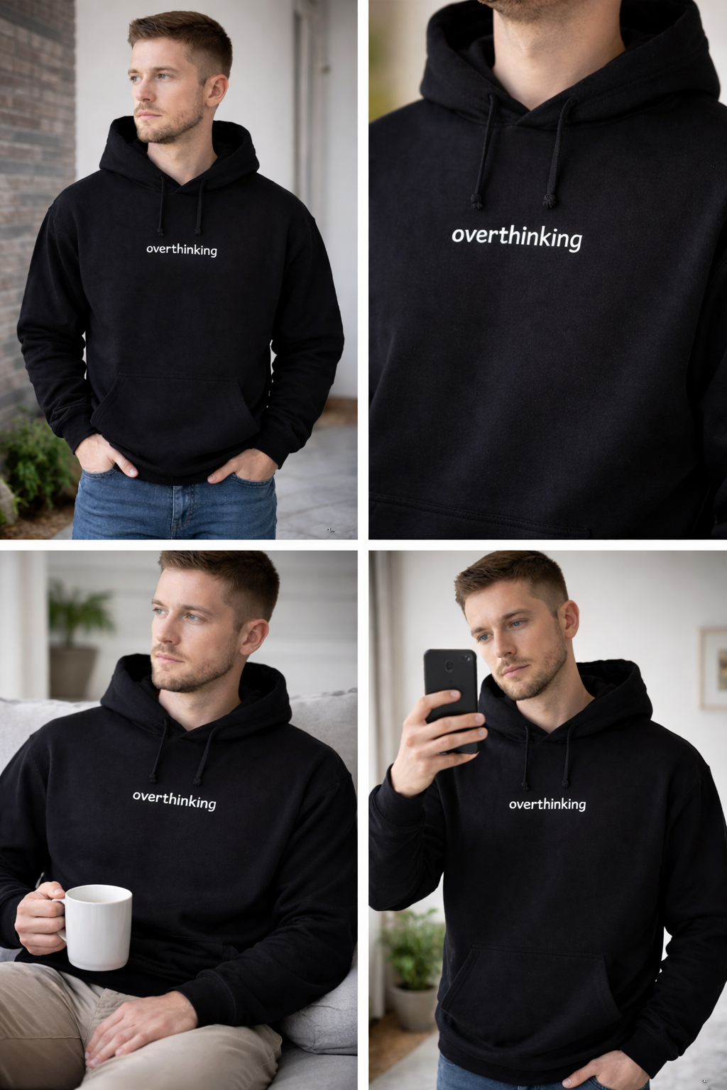 “Overthinking” Embroidered Hoodie— Unisex