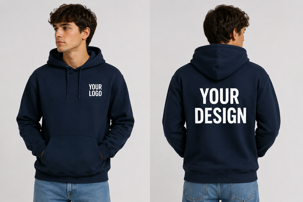 Custom Printed Hoodie – Left Chest & Back Logo