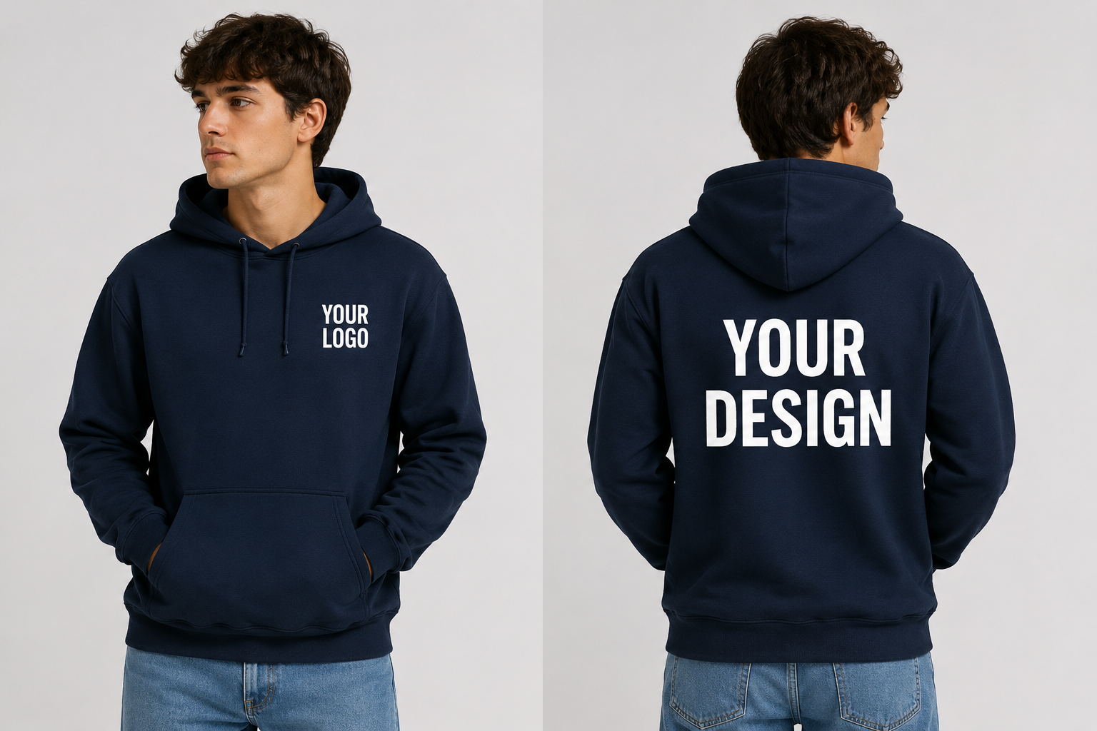 Custom Printed Hoodie – Left Chest & Back Logo