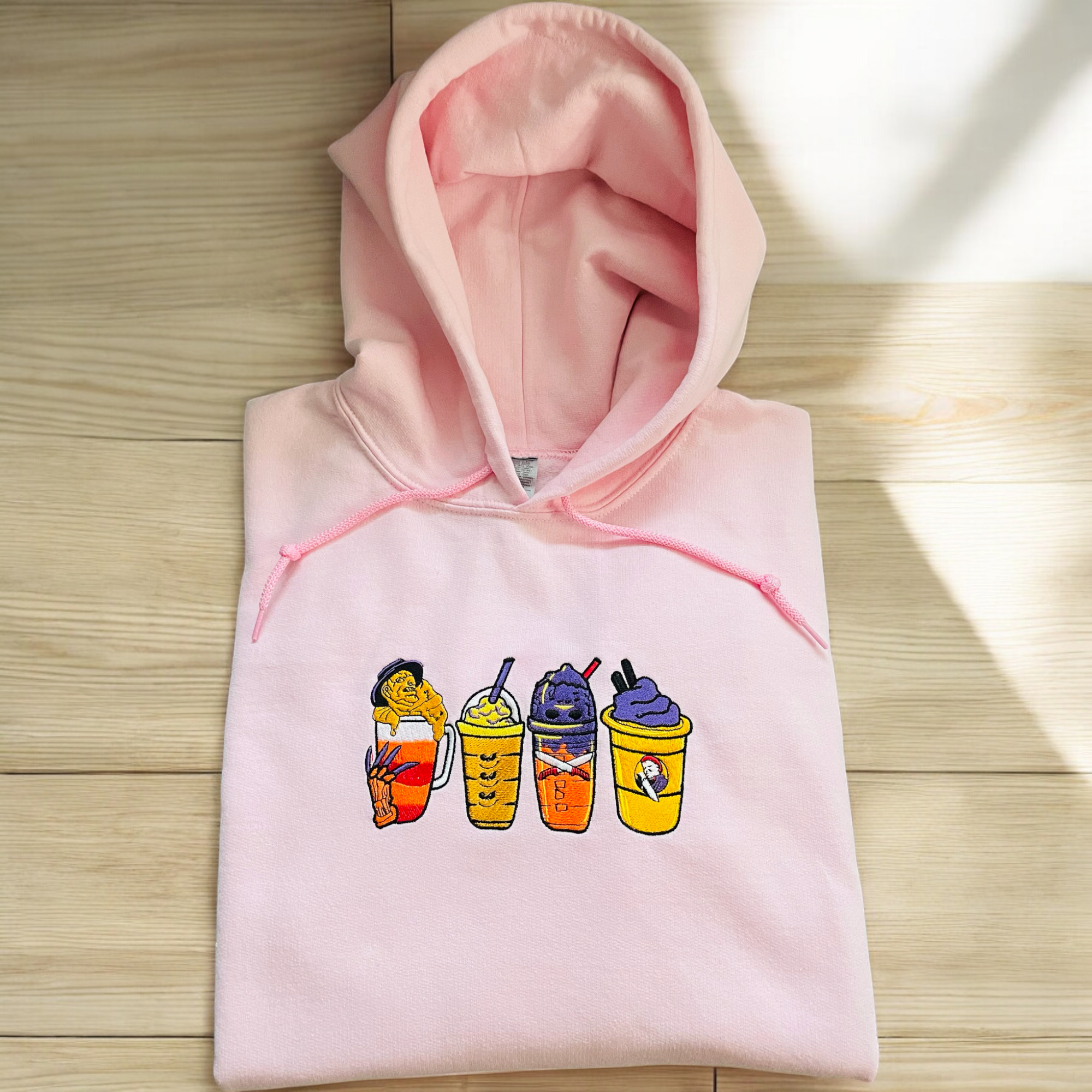 Embroidered hoodies coffee Halloween