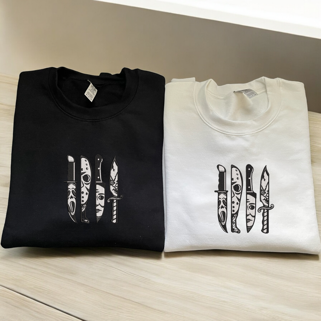Embroidered sweatshirt, Halloween knifes - Sweet Vision LLC