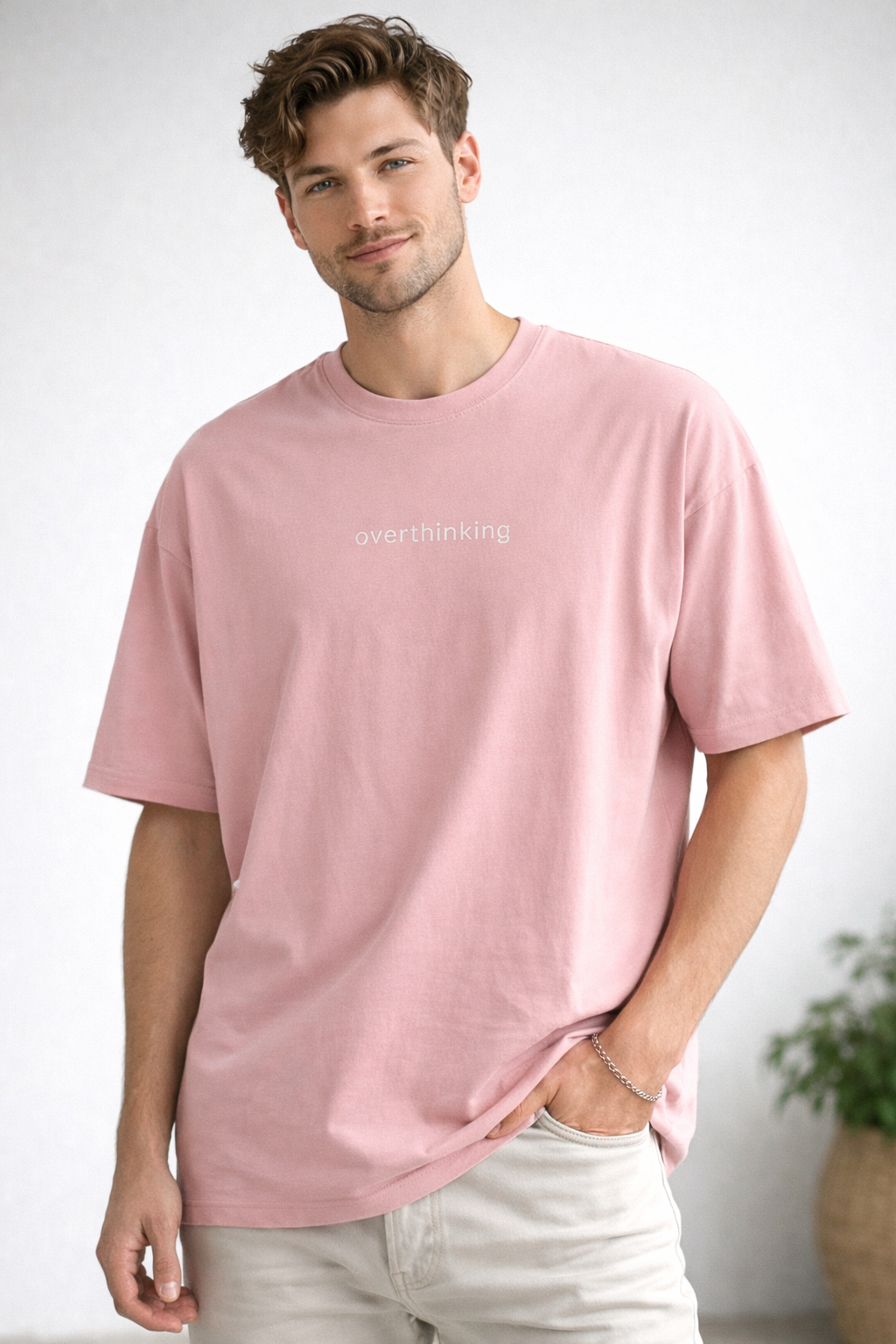 Oversized “Overthinking” Printed T-Shirt — Minimal & Comfort Fit - Sweet Vision LLC