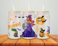 Frosted glass cup 16oz, HALLOWEEN, Iced Coffee Cup, Mom iced coffee cup, Glass Tumbler, - Sweet Vision LLC