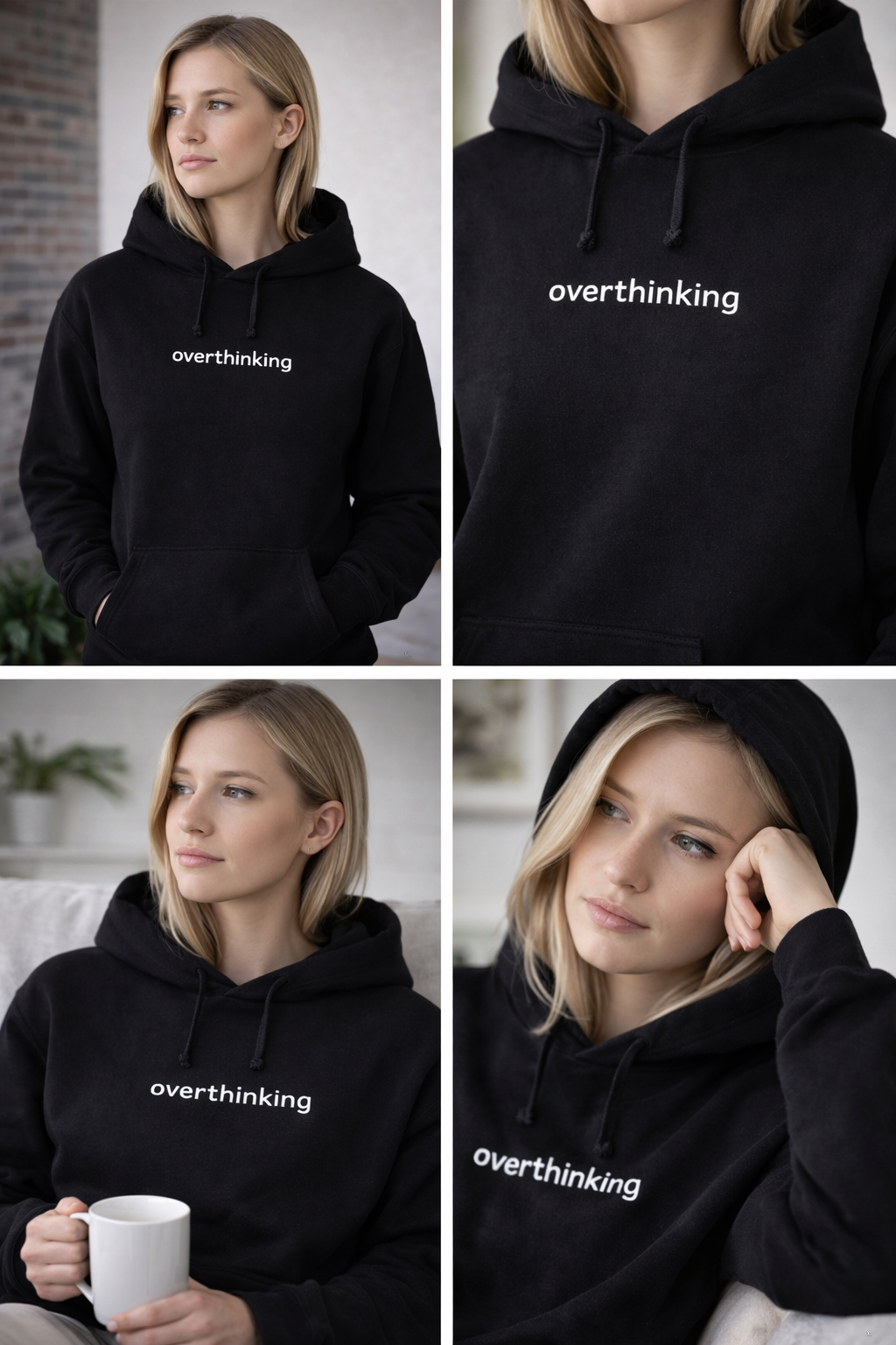 “Overthinking” Embroidered Hoodie— Unisex