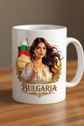 Bulgarian Heritage Mug – Traditional Bulgarian Woman & Flag Design | 11oz Ceramic Coffee Cup - Sweet Vision LLC