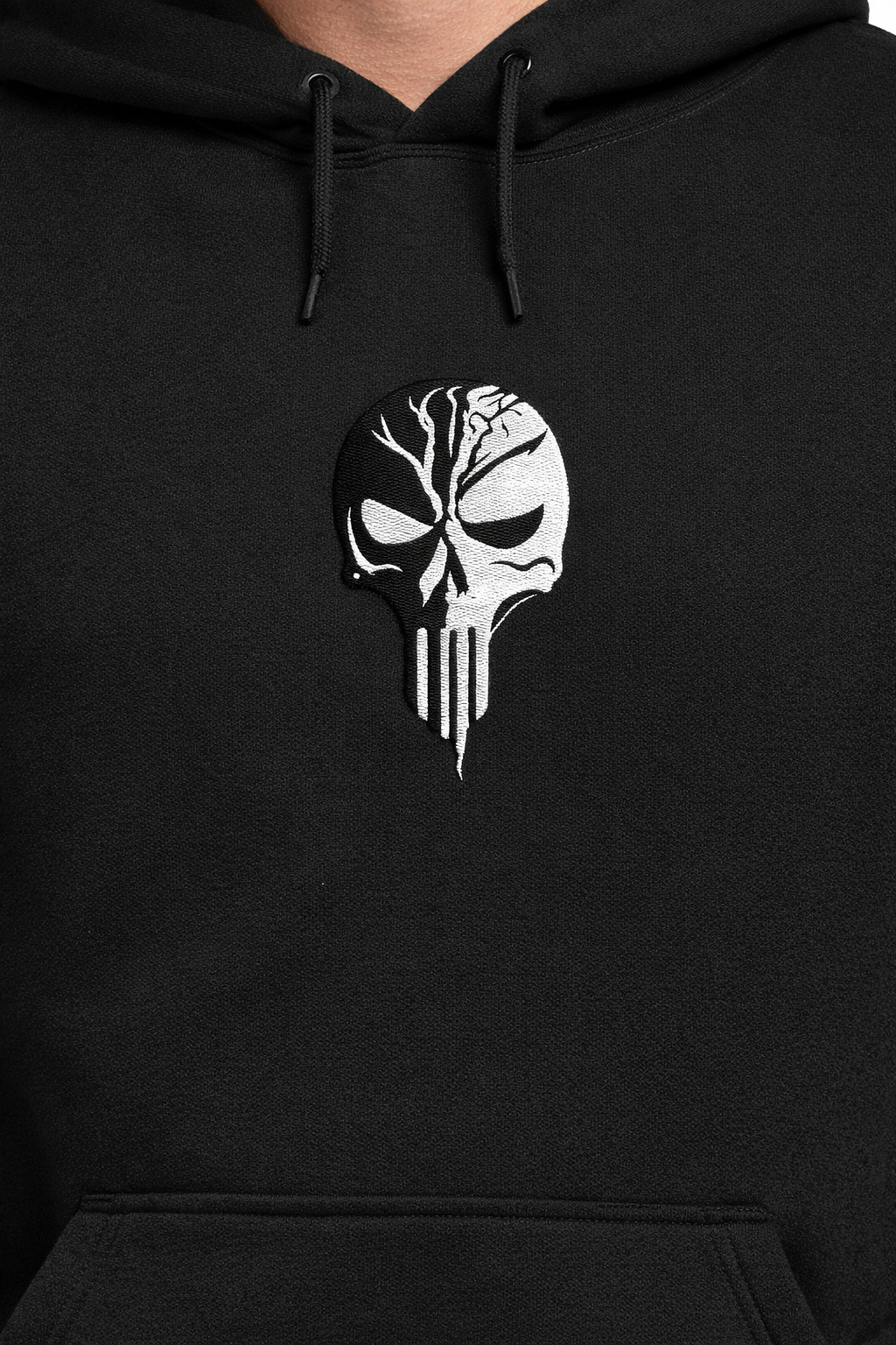 Black Skull Hoodie — Embroidery Style