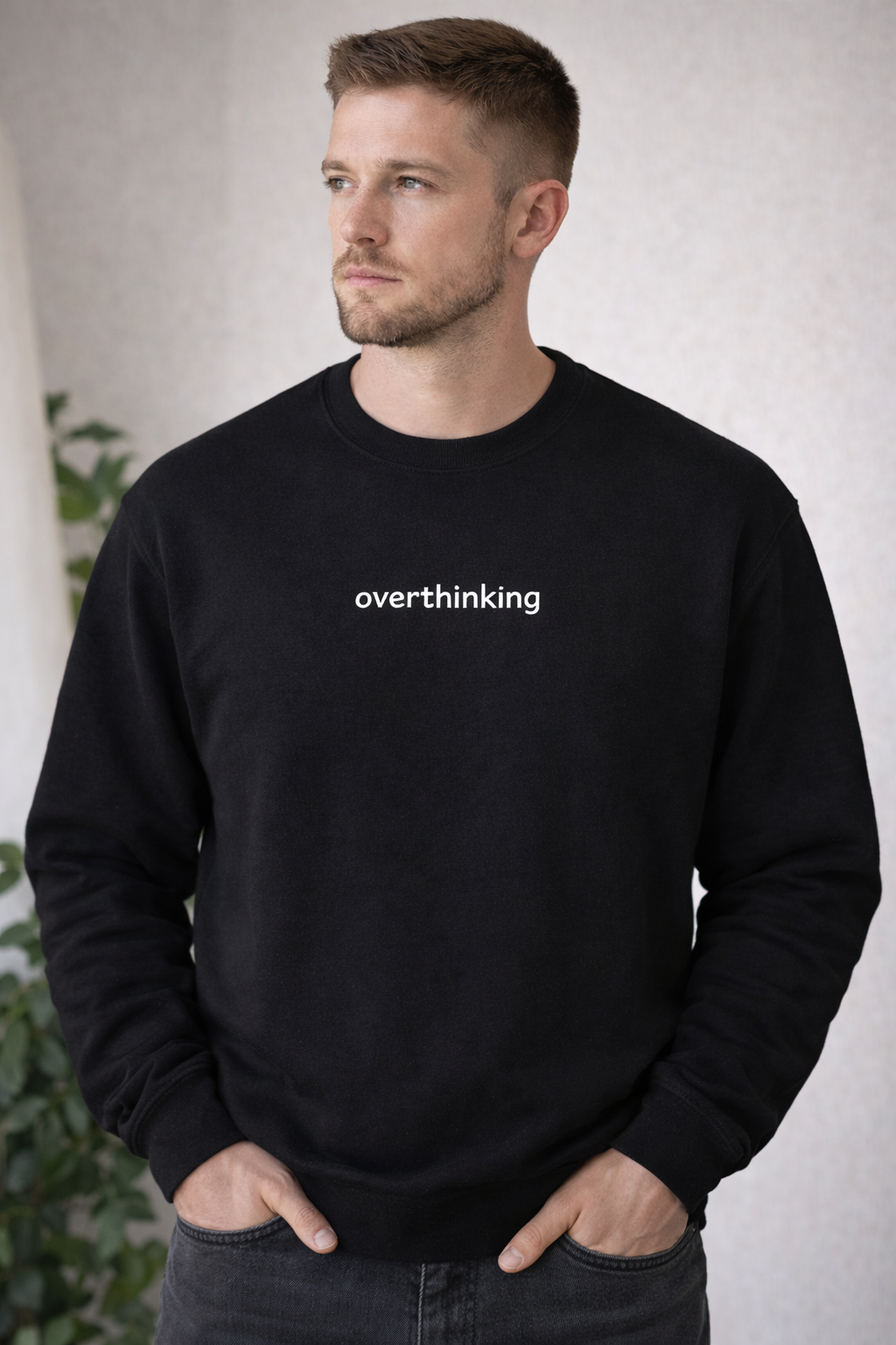 Overthinking” Embroidered Sweatshirt