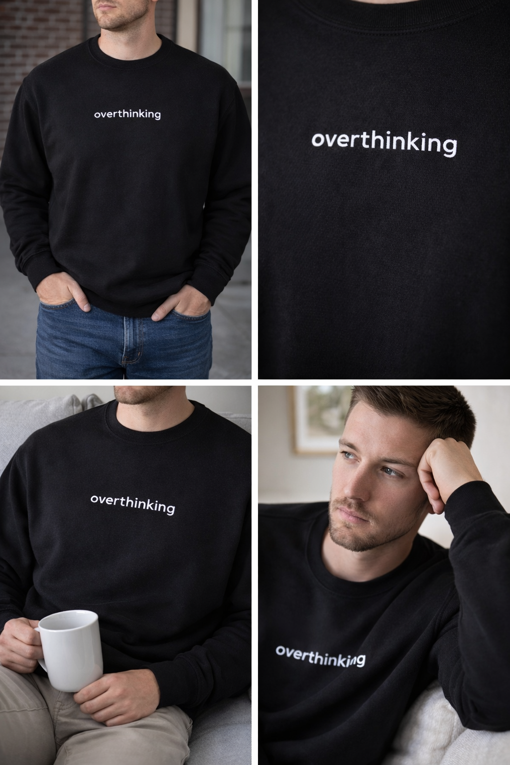 Overthinking” Embroidered Sweatshirt