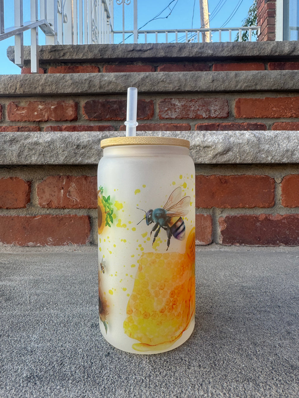 Custom name, Frosted glass cup 16oz, Iced Coffee Cup, Mom iced coffee cup - Sweet Vision LLC