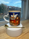 Christmas mug with lid and spoon, heart handle Sublimation mug - Sweet Vision LLC