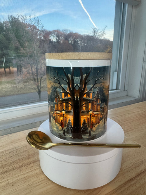 Christmas mug with lid and spoon, heart handle Sublimation mug - Sweet Vision LLC