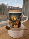 Christmas mug with lid and spoon, heart handle Sublimation mug - Sweet Vision LLC