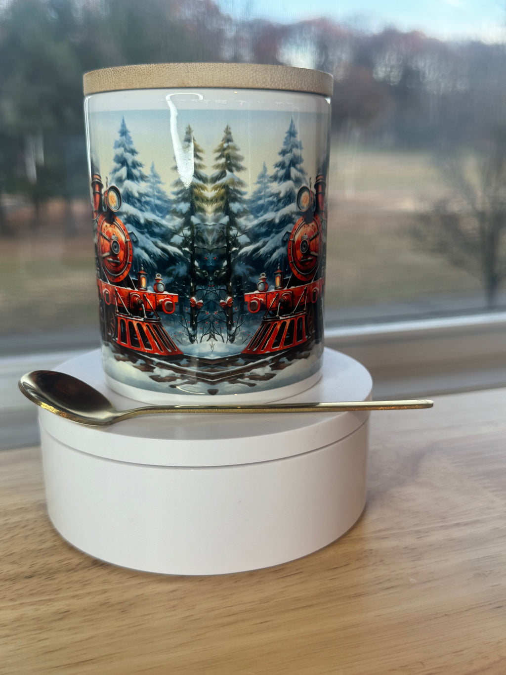 Christmas mug with lid and spoon, heart handle Sublimation mug - Sweet Vision LLC