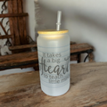 16oz frosted glass cup with bamboo lid and straw, teacher cup, birthday gift, big heart - Sweet Vision LLC