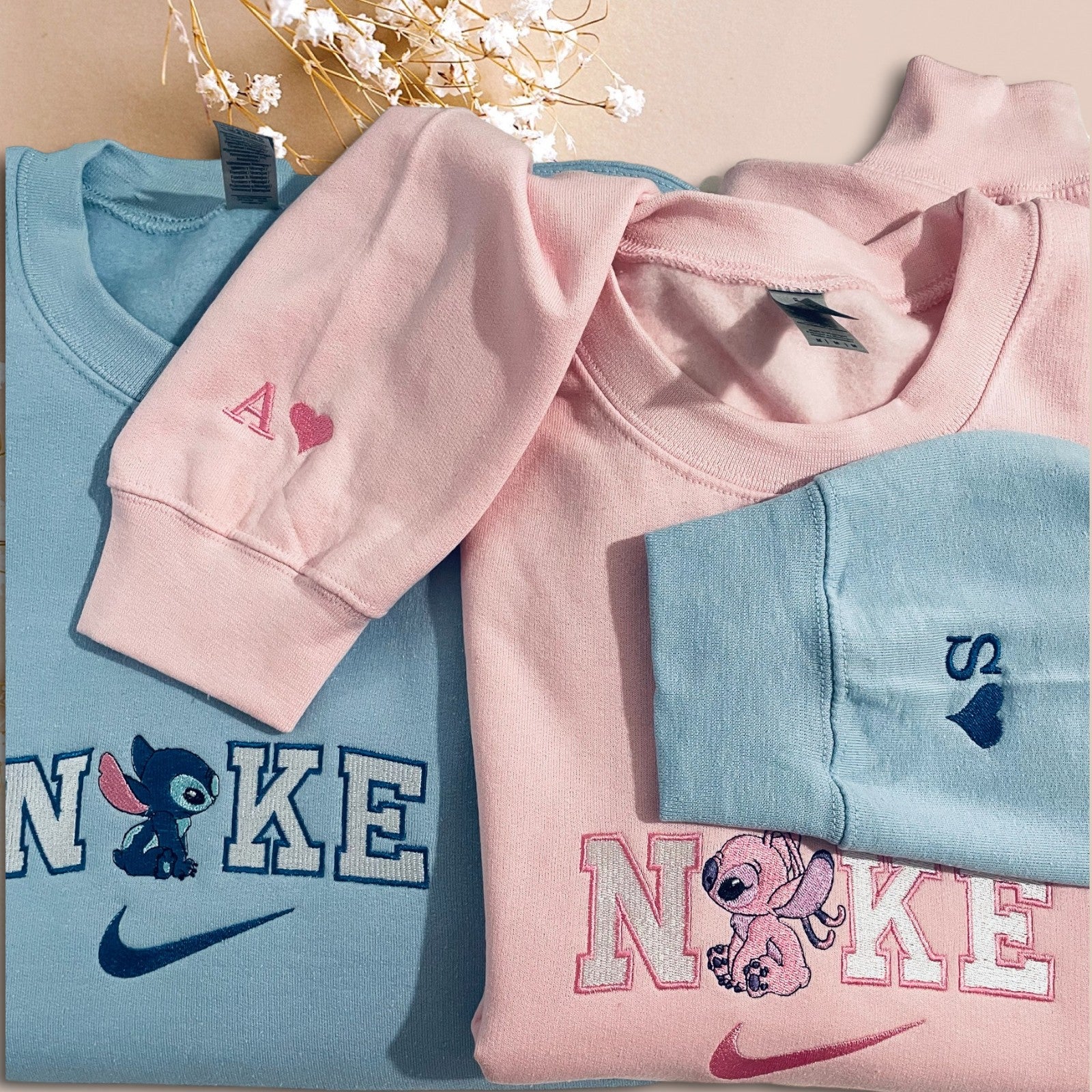Embroidered Stitch & Angel Sweatshirt | Cute Cozy Gift for Fans